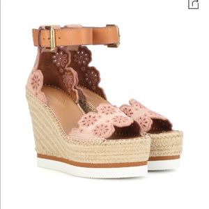 See by Chloé Cutout Suede Espadrille Wedges